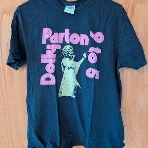 Black Graphic T-Shirt with Pink and Yellow Print